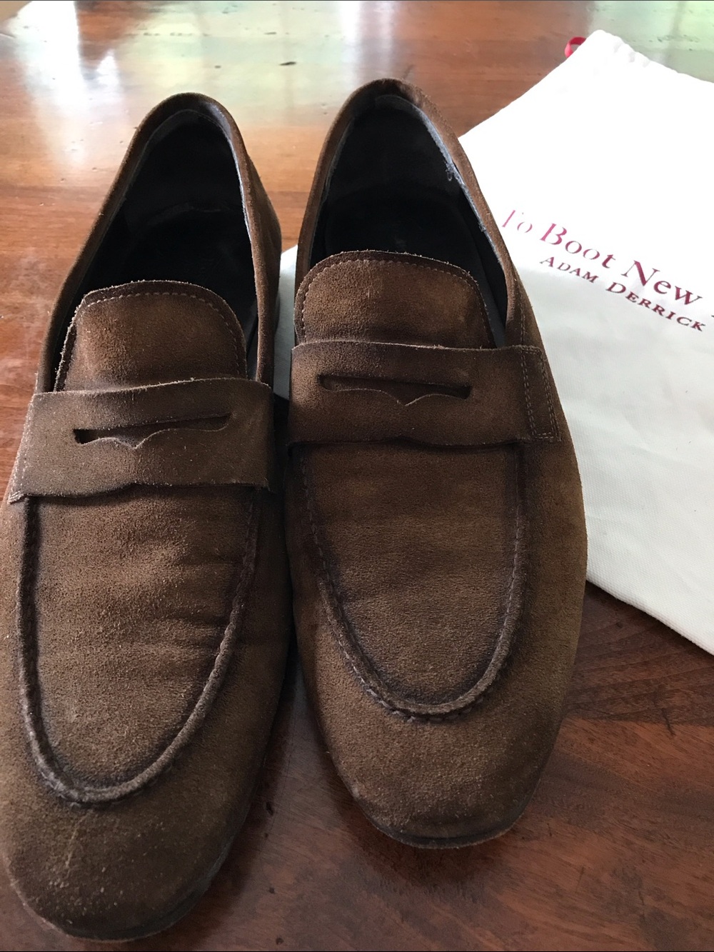 To Boot Brown Suede Penny Loafers - Men's Slip-On Dress Casual
